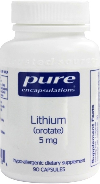 Lithium Orotate 5 mg. - 90 Vegetarian Capsules