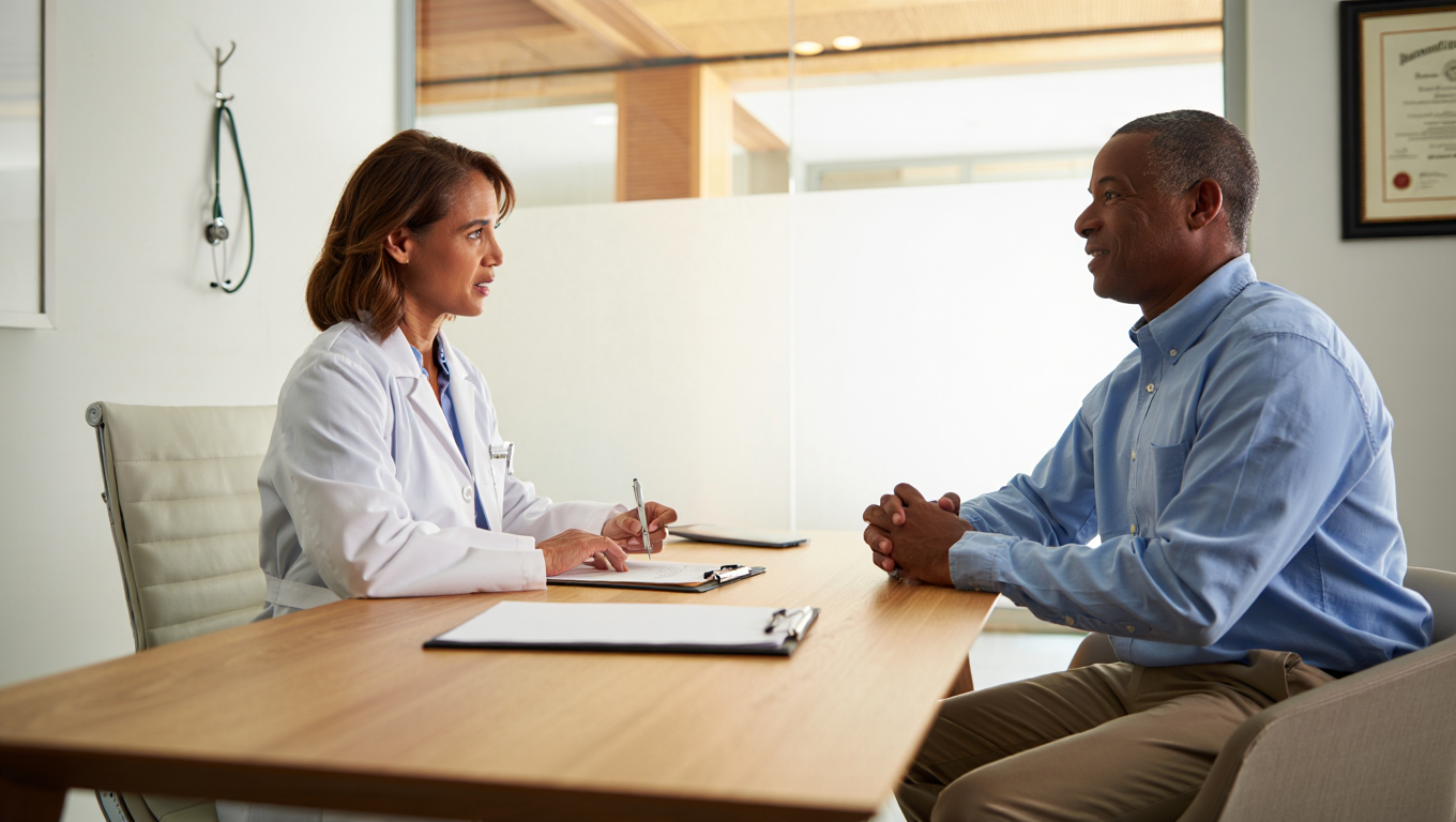 a doctor performing a consultation