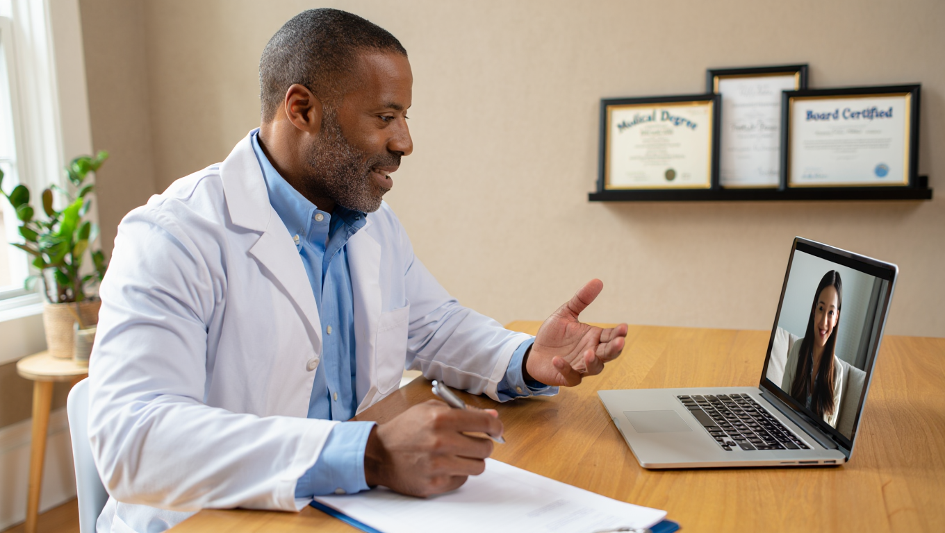 doctor performing an online consultation
