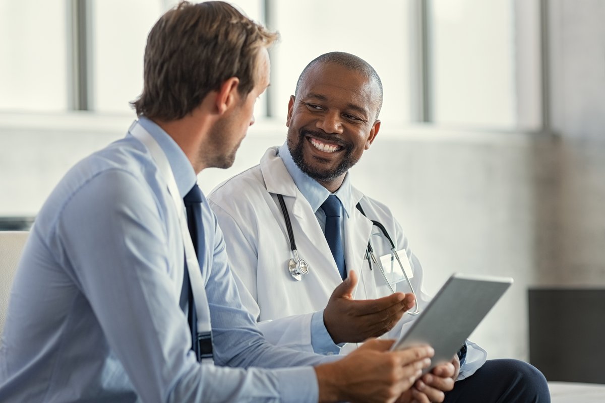 a doctor giving a consultation