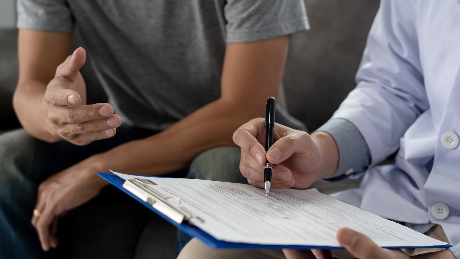 patient performing an initial consultation